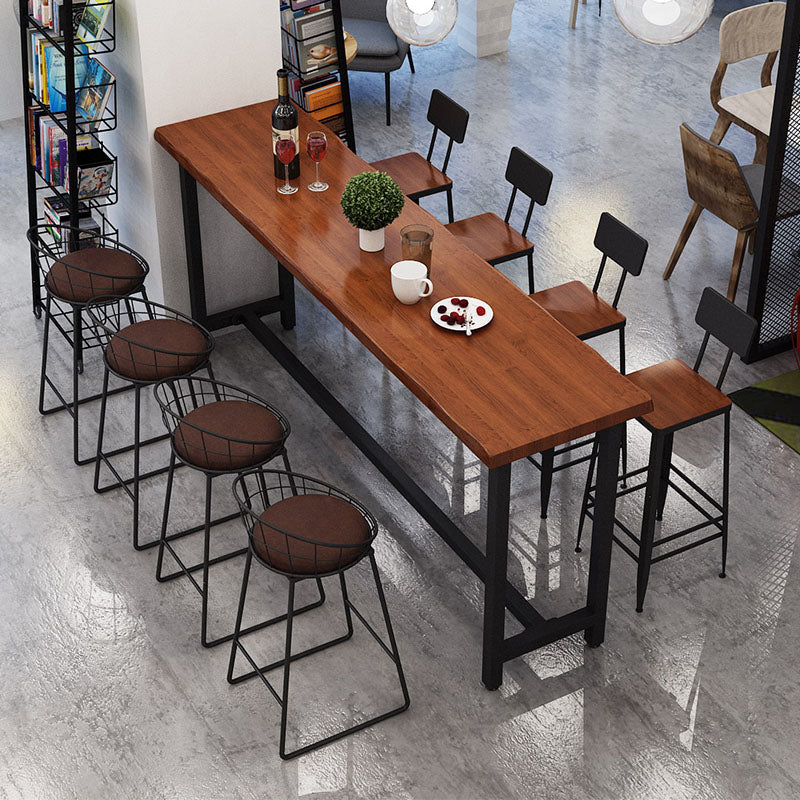 Contemporary Style Rectangle Bar Table Solid Wood Brown Bar Desk