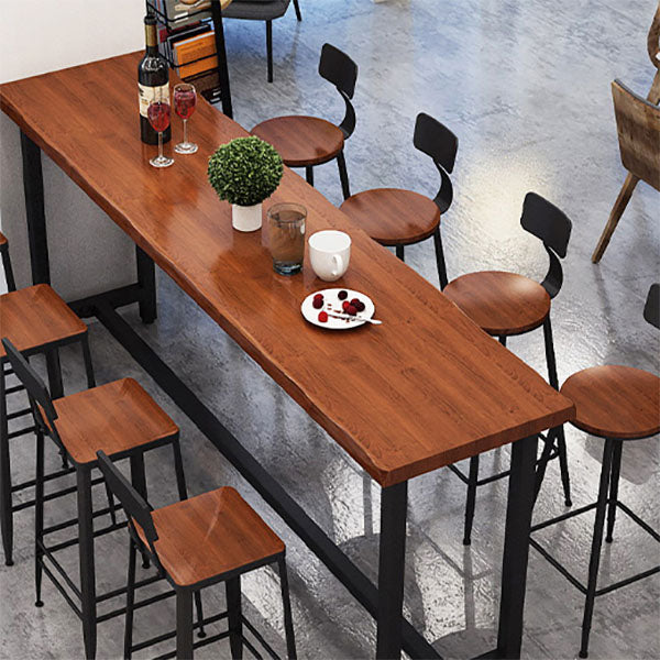 Contemporary Style Rectangle Bar Table Solid Wood Brown Bar Desk