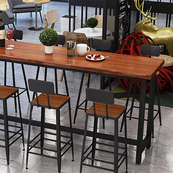 Contemporary Style Rectangle Bar Table Solid Wood Brown Bar Desk