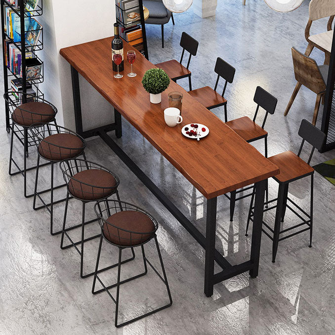 Contemporary Style Rectangle Bar Table Solid Wood Brown Bar Desk