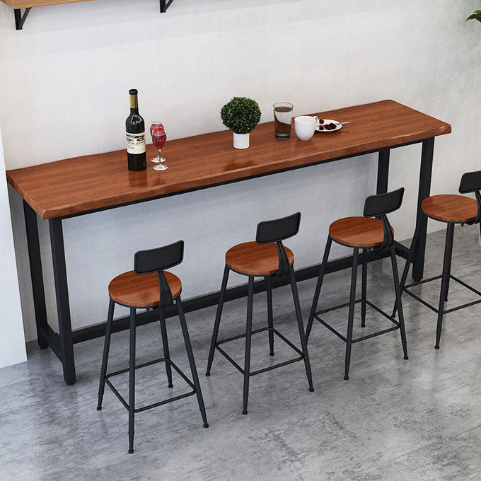 Contemporary Style Rectangle Bar Table Solid Wood Brown Bar Desk