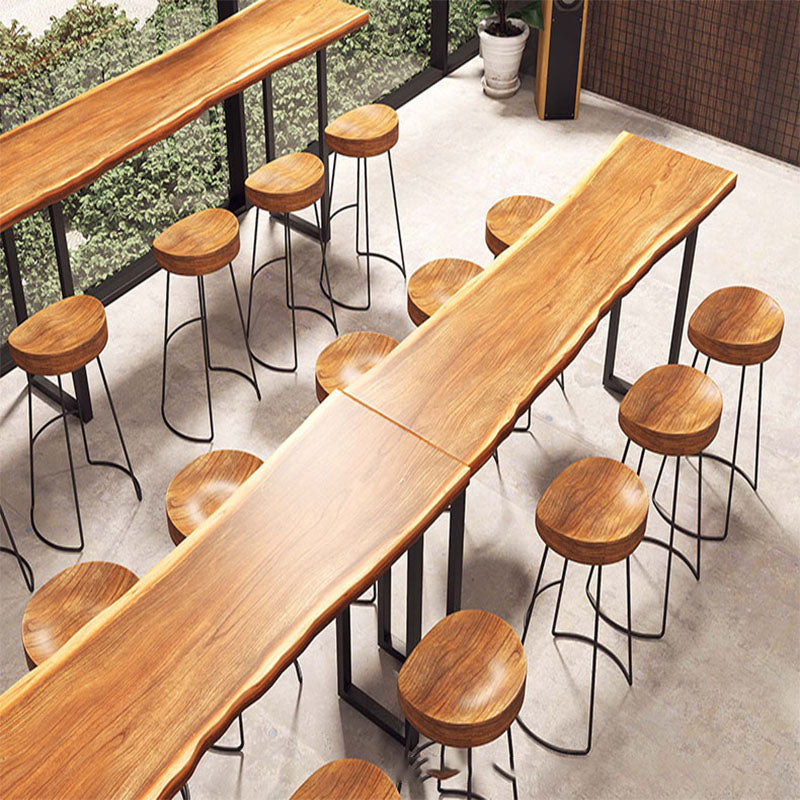 Industrial Style Solid Wood Bar Table Rectangle Sled Base Bar Dining Table