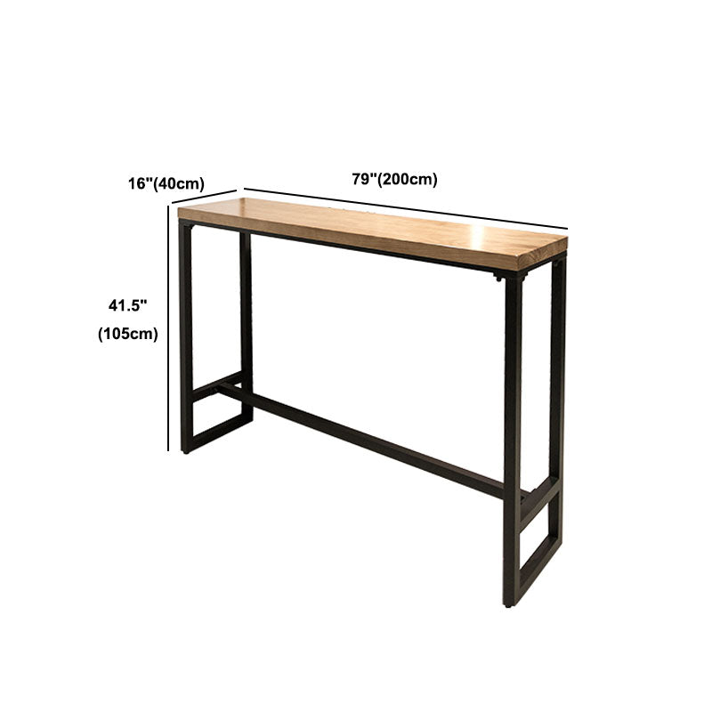 Natural Solid Wood Top Bar Table Industrial Metal Frame Pub Table