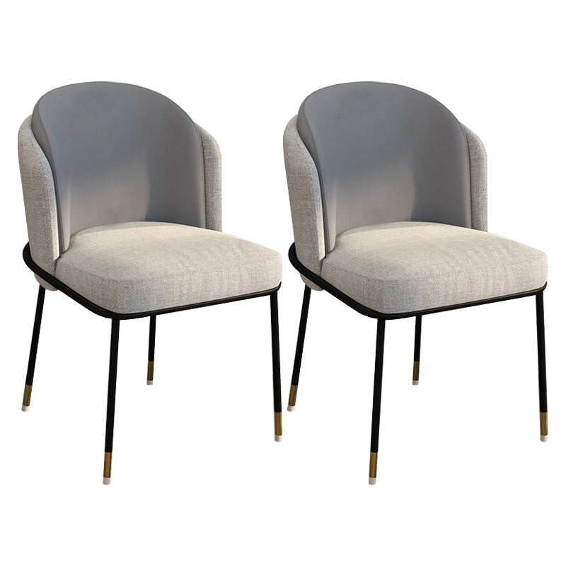 Glam Style Linen Dining Armless Chair Metal Dining Chairs for Restaurant Use