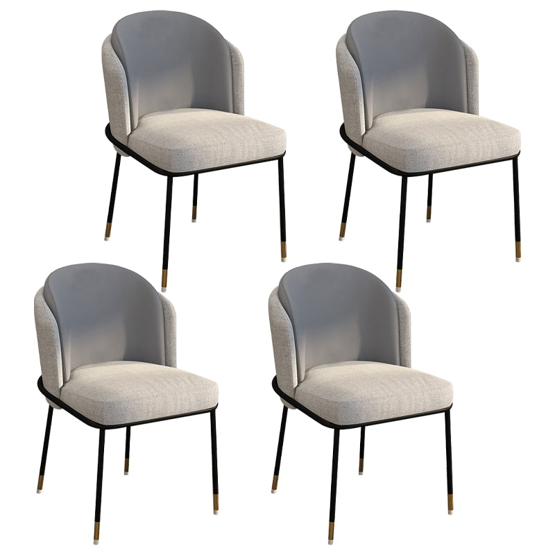 Glam Style Linen Dining Armless Chair Metal Dining Chairs for Restaurant Use