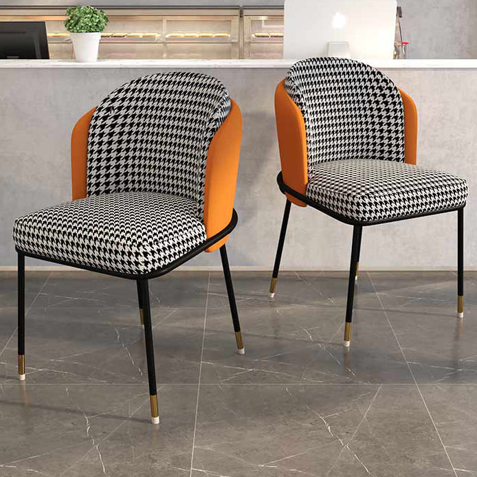 Glam Style Linen Dining Armless Chair Metal Dining Chairs for Restaurant Use