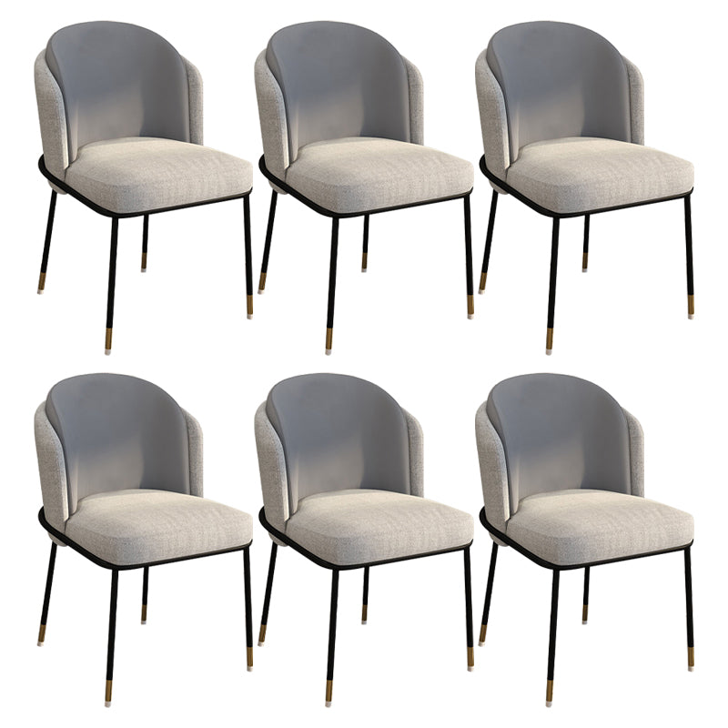 Glam Style Linen Dining Armless Chair Metal Dining Chairs for Restaurant Use