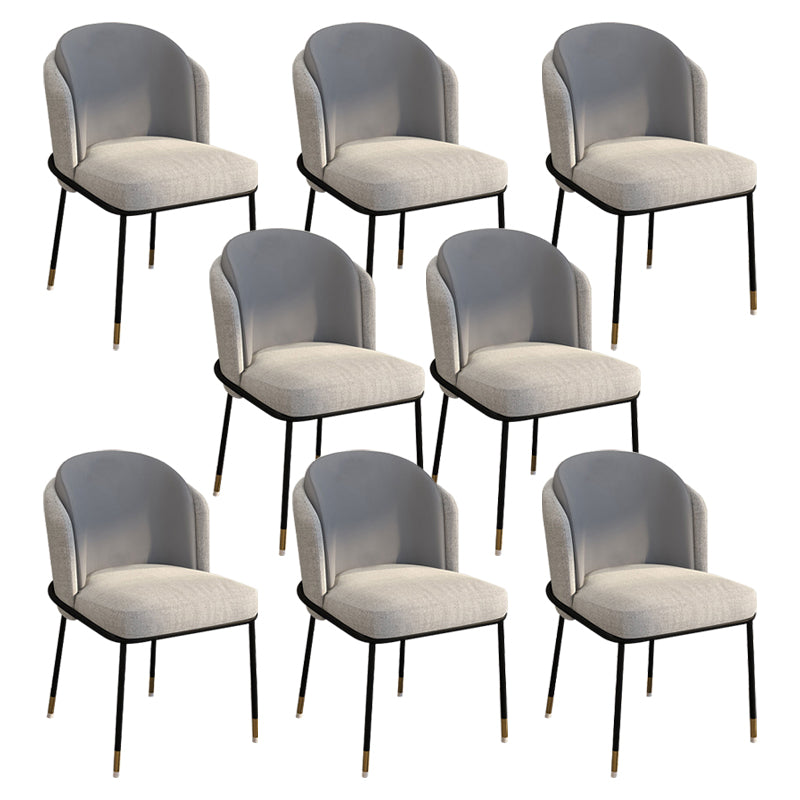 Glam Style Linen Dining Armless Chair Metal Dining Chairs for Restaurant Use