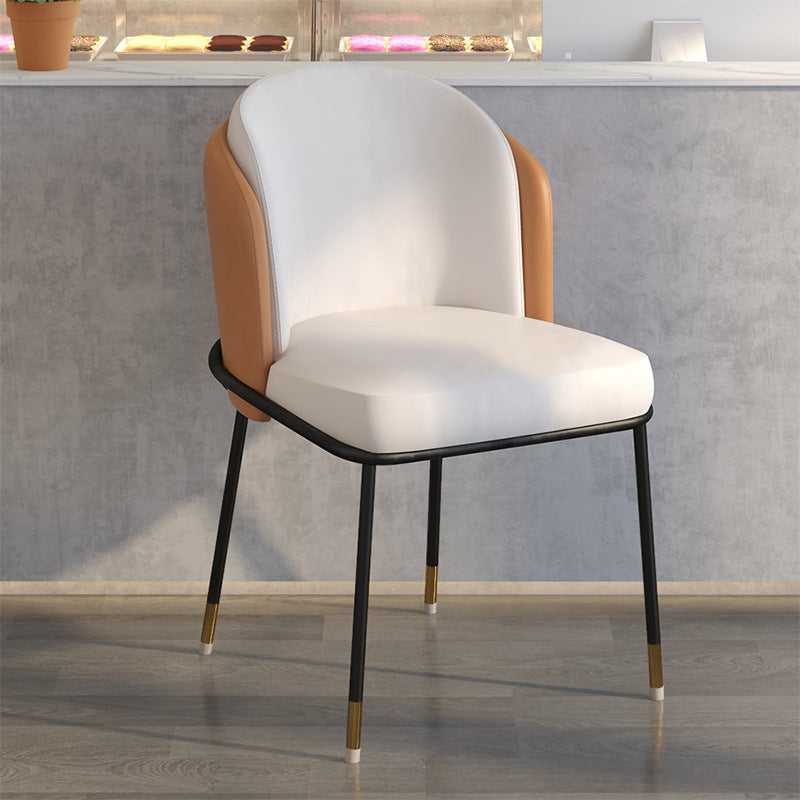 Glam Style Linen Dining Armless Chair Metal Dining Chairs for Restaurant Use