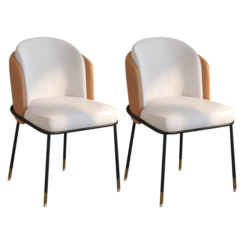 Glam Style Linen Dining Armless Chair Metal Dining Chairs for Restaurant Use