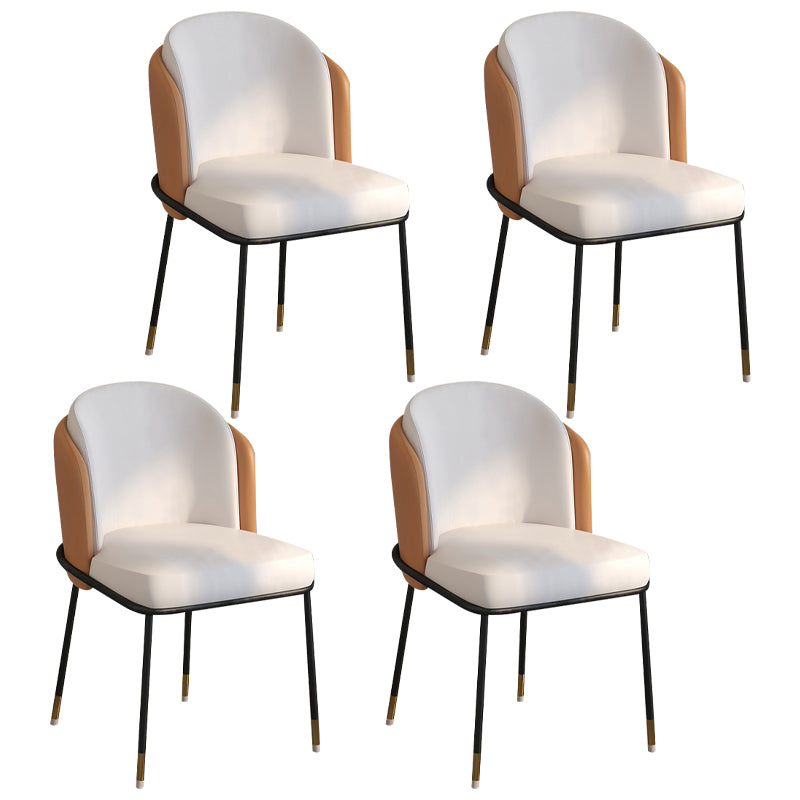 Glam Style Linen Dining Armless Chair Metal Dining Chairs for Restaurant Use