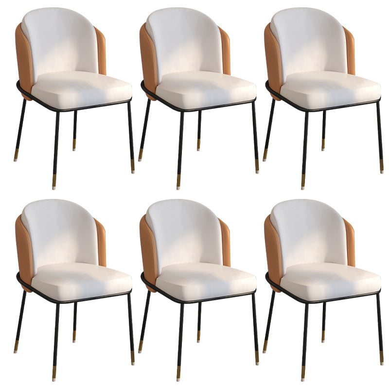 Glam Style Linen Dining Armless Chair Metal Dining Chairs for Restaurant Use