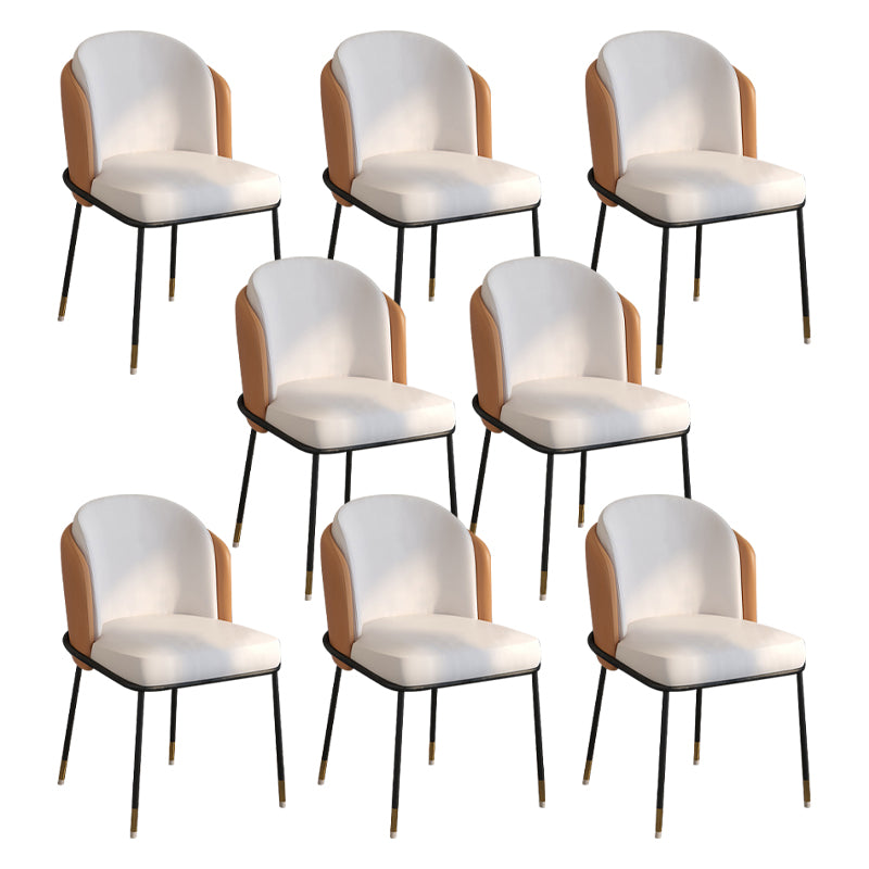 Glam Style Linen Dining Armless Chair Metal Dining Chairs for Restaurant Use