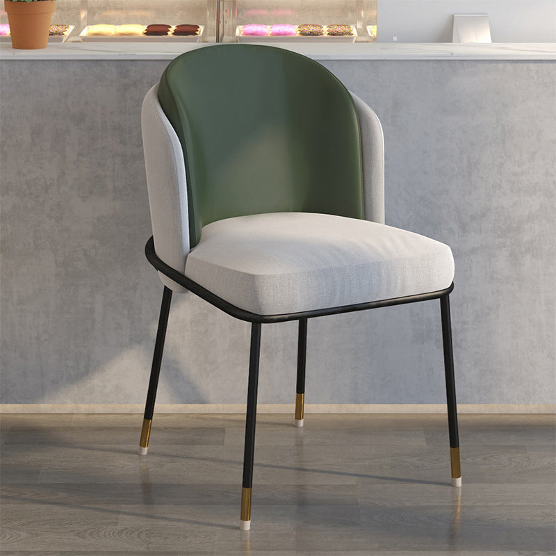 Glam Style Linen Dining Armless Chair Metal Dining Chairs for Restaurant Use