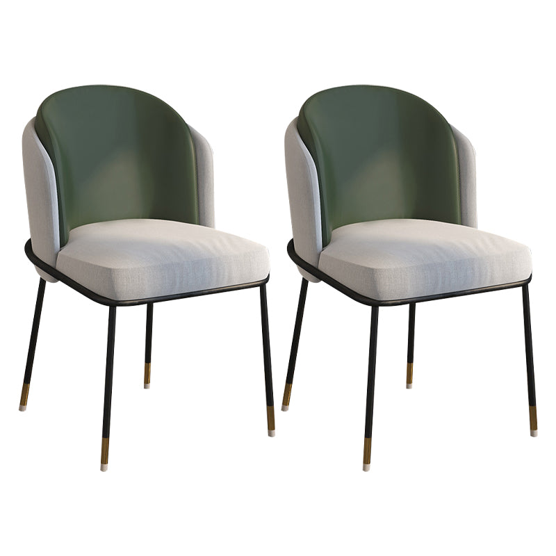 Glam Style Linen Dining Armless Chair Metal Dining Chairs for Restaurant Use