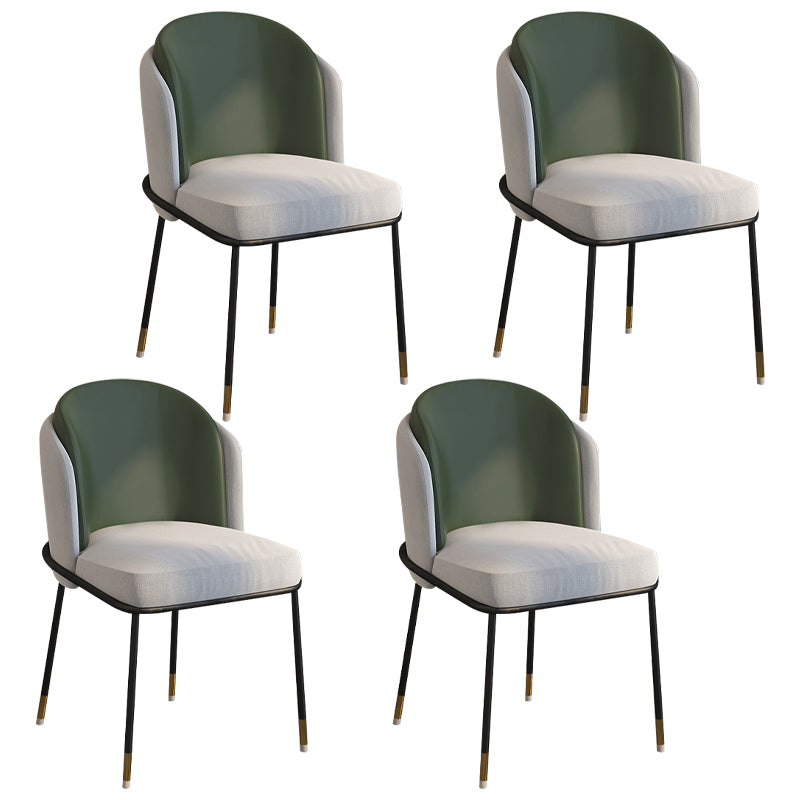 Glam Style Linen Dining Armless Chair Metal Dining Chairs for Restaurant Use