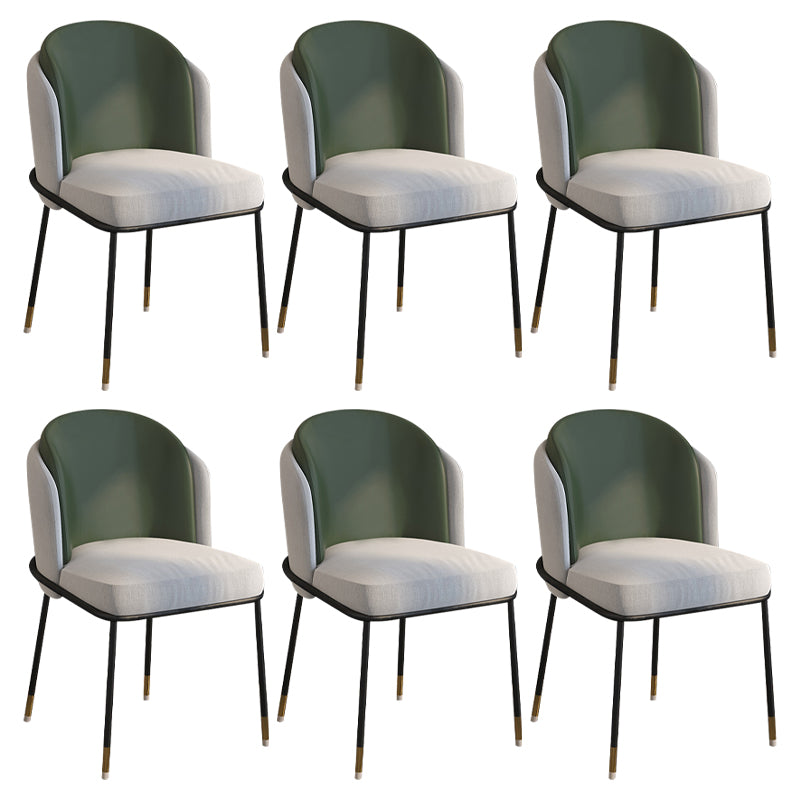 Glam Style Linen Dining Armless Chair Metal Dining Chairs for Restaurant Use