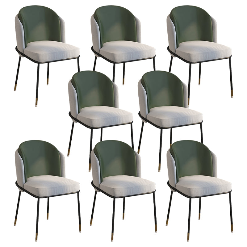 Glam Style Linen Dining Armless Chair Metal Dining Chairs for Restaurant Use