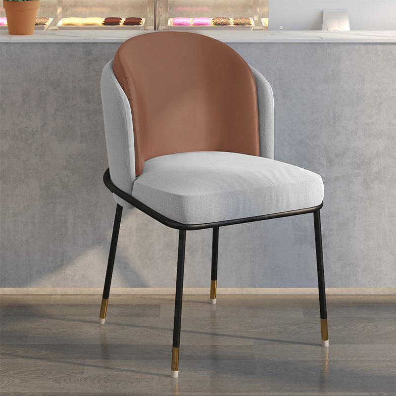 Glam Style Linen Dining Armless Chair Metal Dining Chairs for Restaurant Use