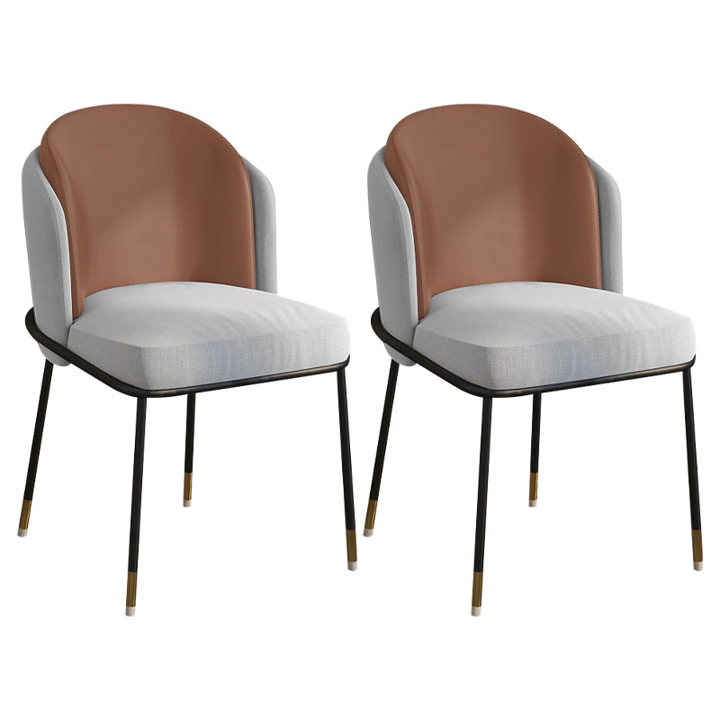 Glam Style Linen Dining Armless Chair Metal Dining Chairs for Restaurant Use