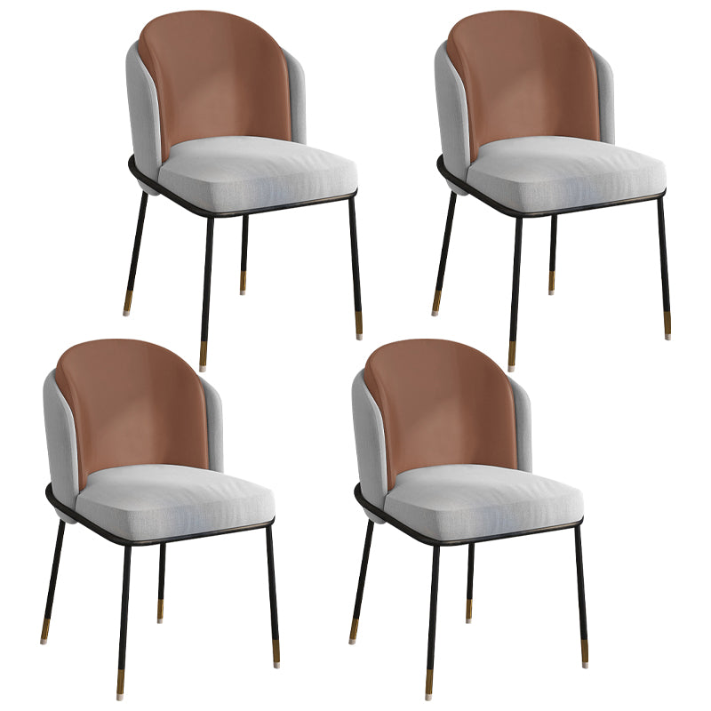 Glam Style Linen Dining Armless Chair Metal Dining Chairs for Restaurant Use