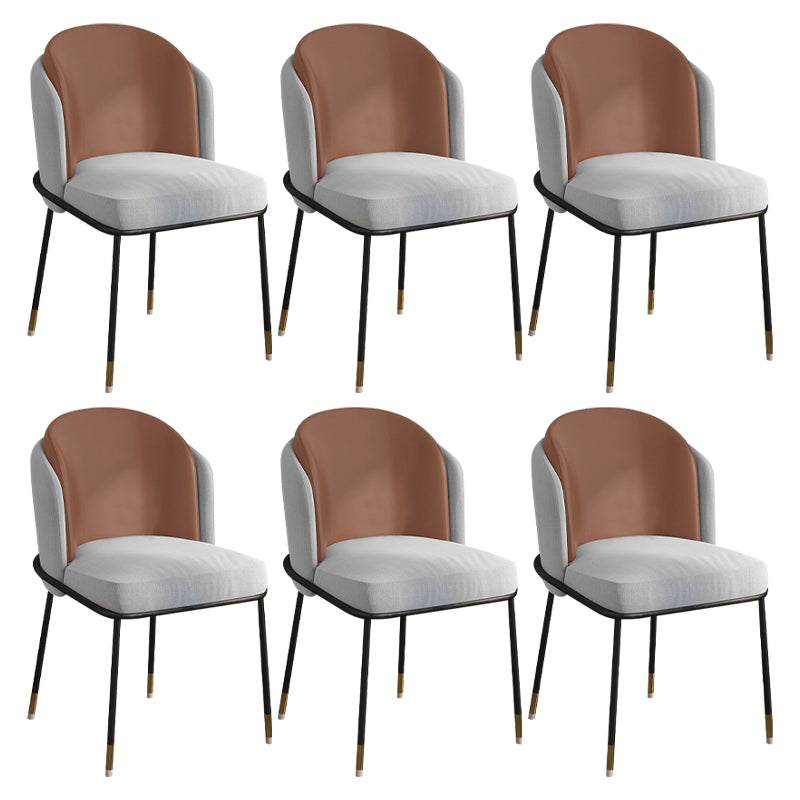 Glam Style Linen Dining Armless Chair Metal Dining Chairs for Restaurant Use