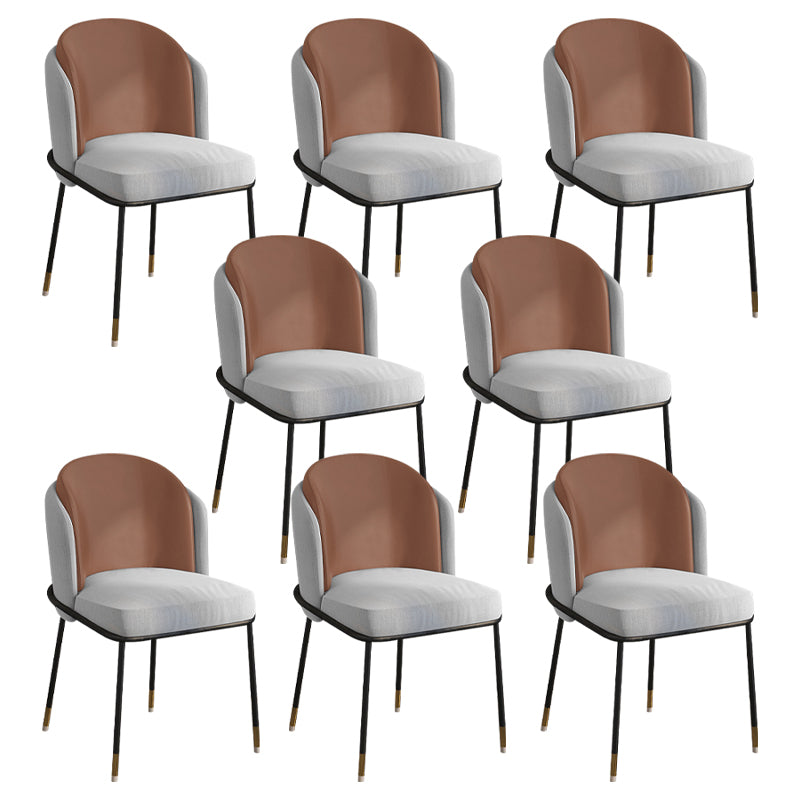 Glam Style Linen Dining Armless Chair Metal Dining Chairs for Restaurant Use