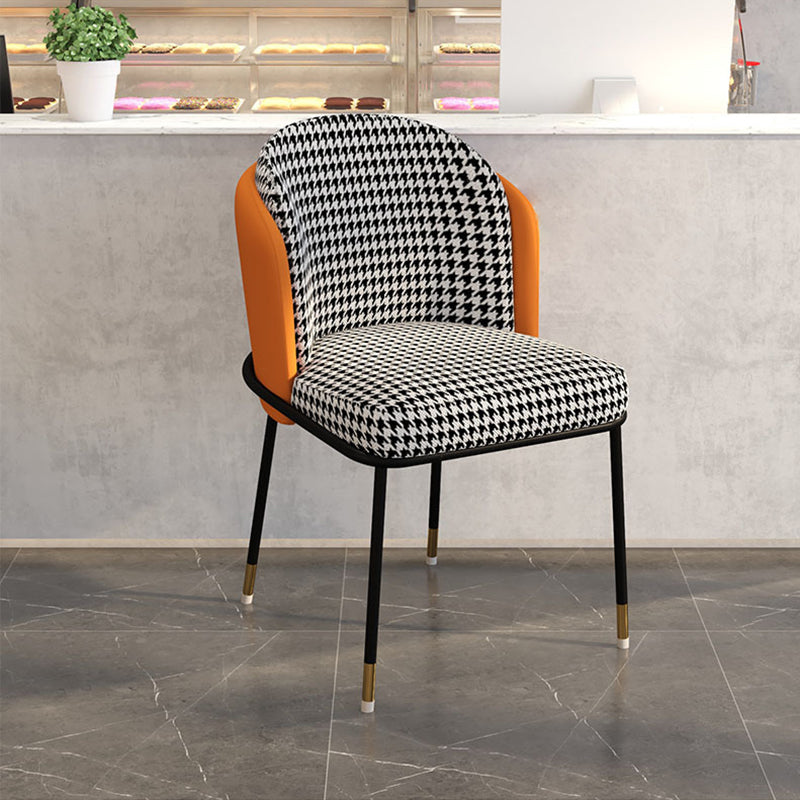 Glam Style Linen Dining Armless Chair Metal Dining Chairs for Restaurant Use