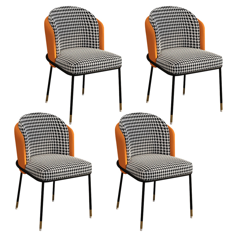 Glam Style Linen Dining Armless Chair Metal Dining Chairs for Restaurant Use