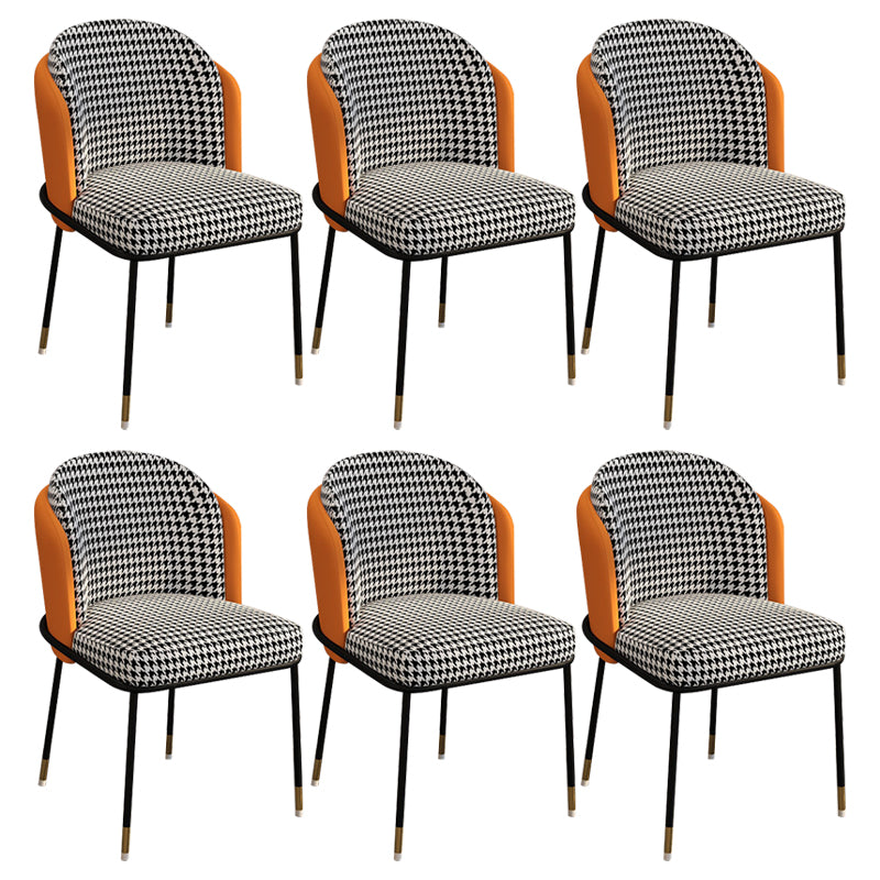 Glam Style Linen Dining Armless Chair Metal Dining Chairs for Restaurant Use