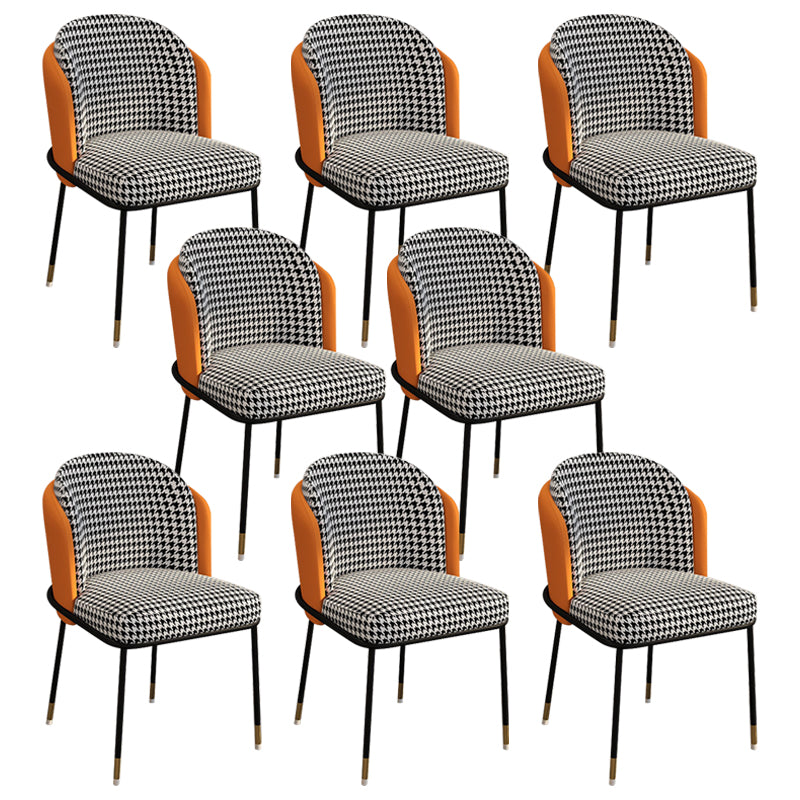 Glam Style Linen Dining Armless Chair Metal Dining Chairs for Restaurant Use