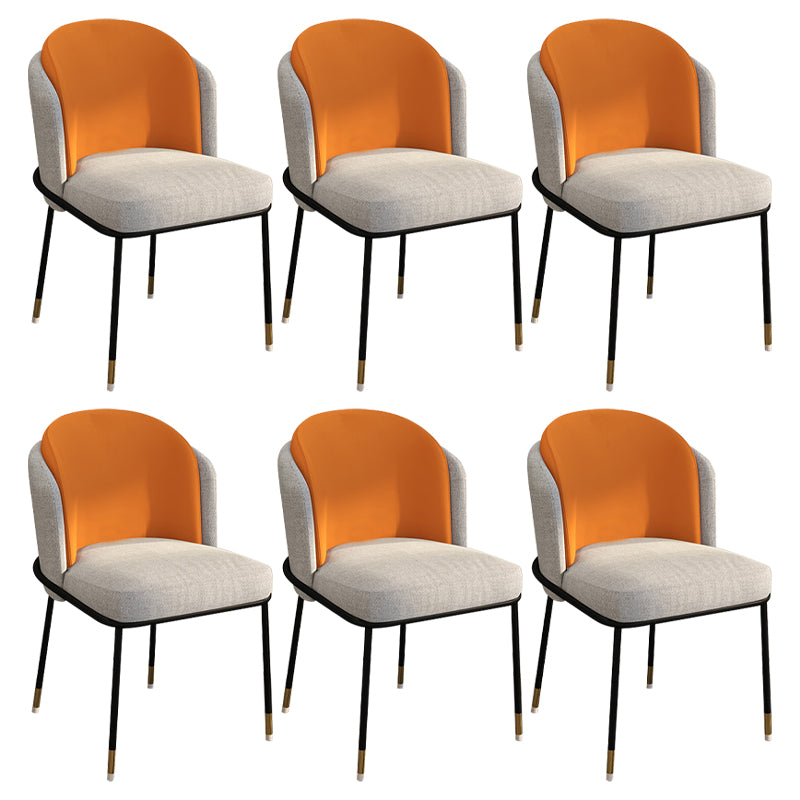 Glam Style Linen Dining Armless Chair Metal Dining Chairs for Restaurant Use