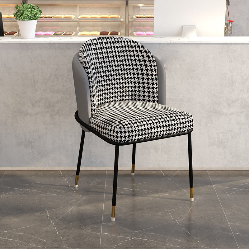 Glam Style Linen Dining Armless Chair Metal Dining Chairs for Restaurant Use