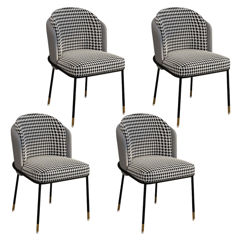 Glam Style Linen Dining Armless Chair Metal Dining Chairs for Restaurant Use