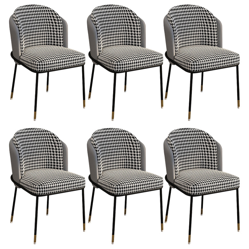 Glam Style Linen Dining Armless Chair Metal Dining Chairs for Restaurant Use