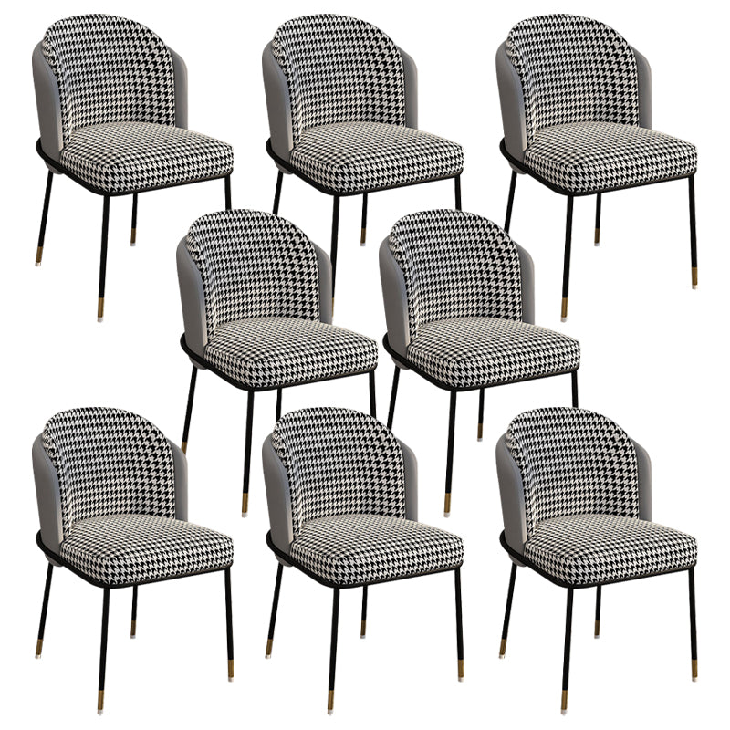 Glam Style Linen Dining Armless Chair Metal Dining Chairs for Restaurant Use