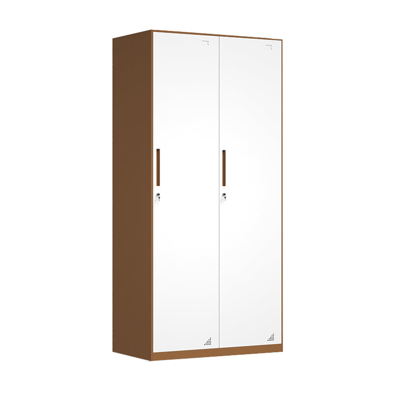 White and Brown Wardrobe Cabinet Modern Steel Wardrobe Armoire