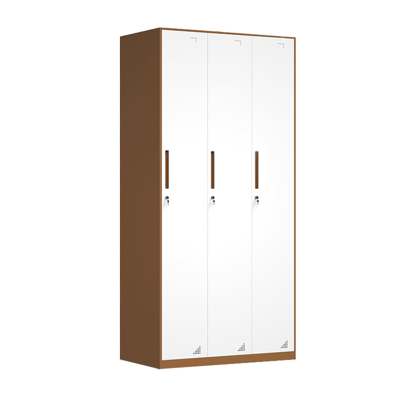 White and Brown Wardrobe Cabinet Modern Steel Wardrobe Armoire