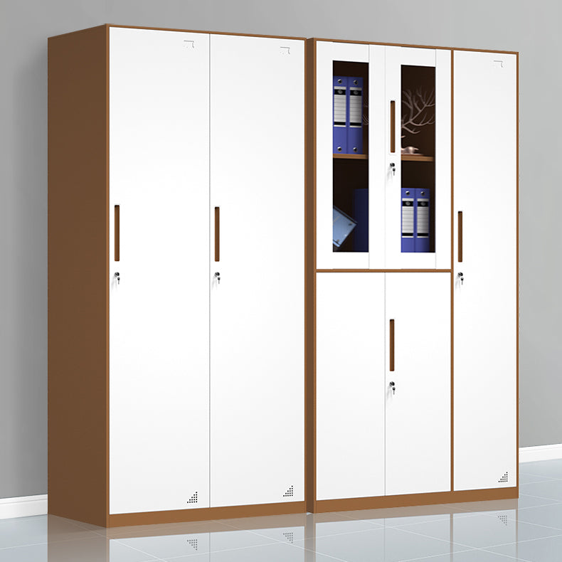 White and Brown Wardrobe Cabinet Modern Steel Wardrobe Armoire