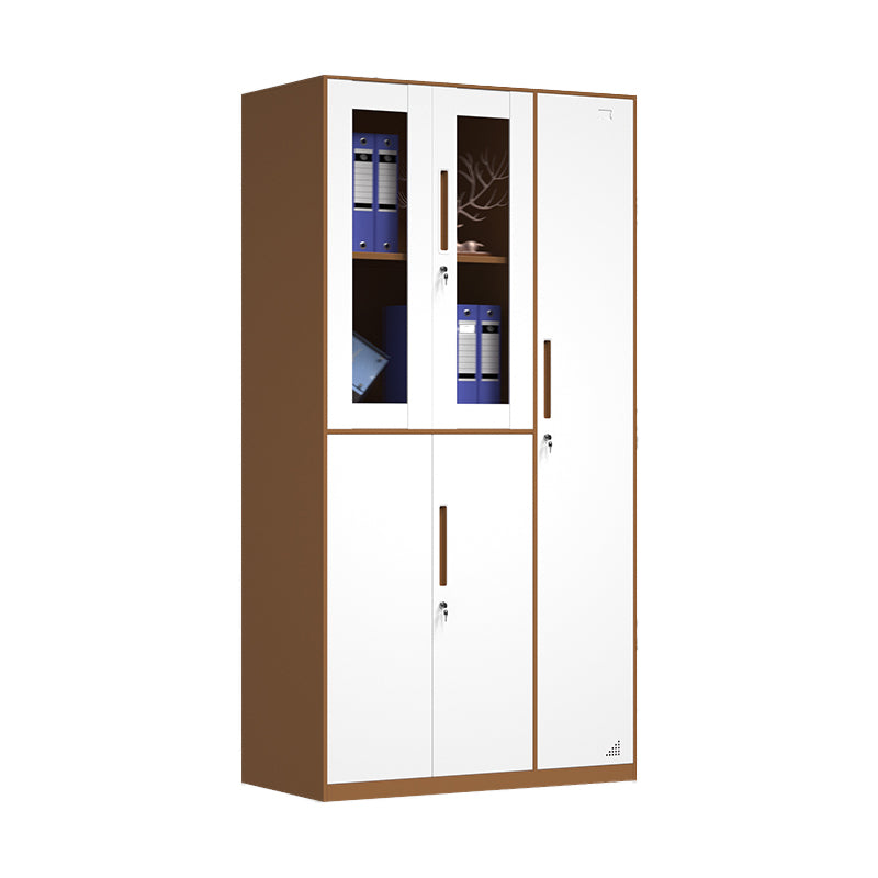 White and Brown Wardrobe Cabinet Modern Steel Wardrobe Armoire