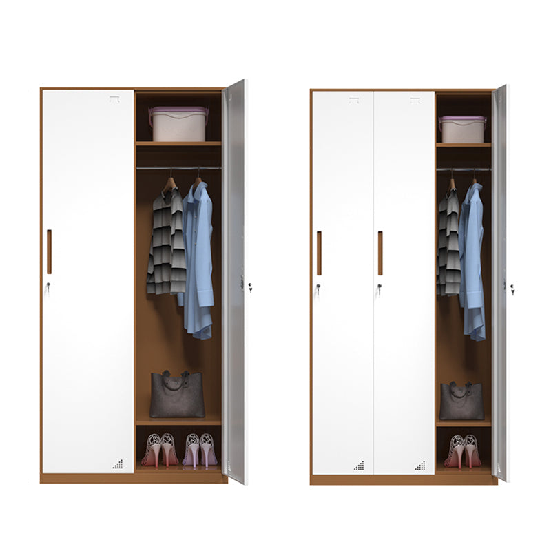 White and Brown Wardrobe Cabinet Modern Steel Wardrobe Armoire