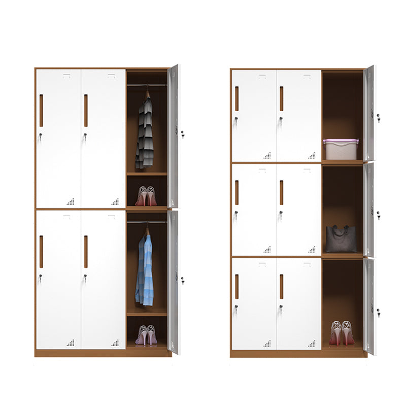 White and Brown Wardrobe Cabinet Modern Steel Wardrobe Armoire