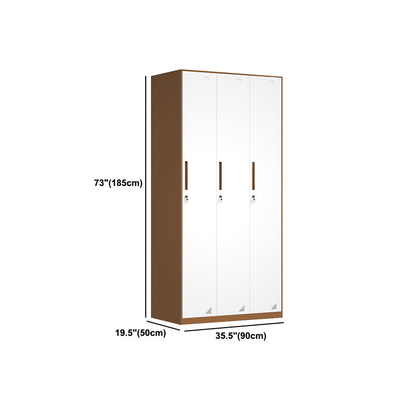 White and Brown Wardrobe Cabinet Modern Steel Wardrobe Armoire