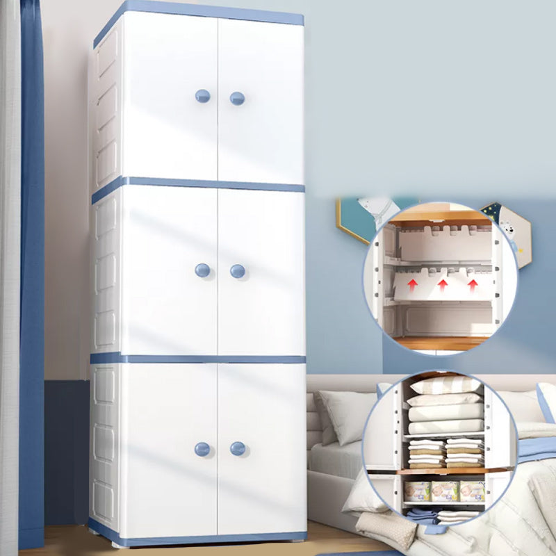 Plastic Storage Cabinet Contemporary Wardrobe Closet with Shelves