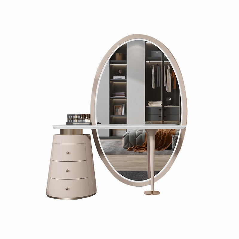 Modern Makeup Vanity Set With Three Drawer in Light Brown for Bedroom