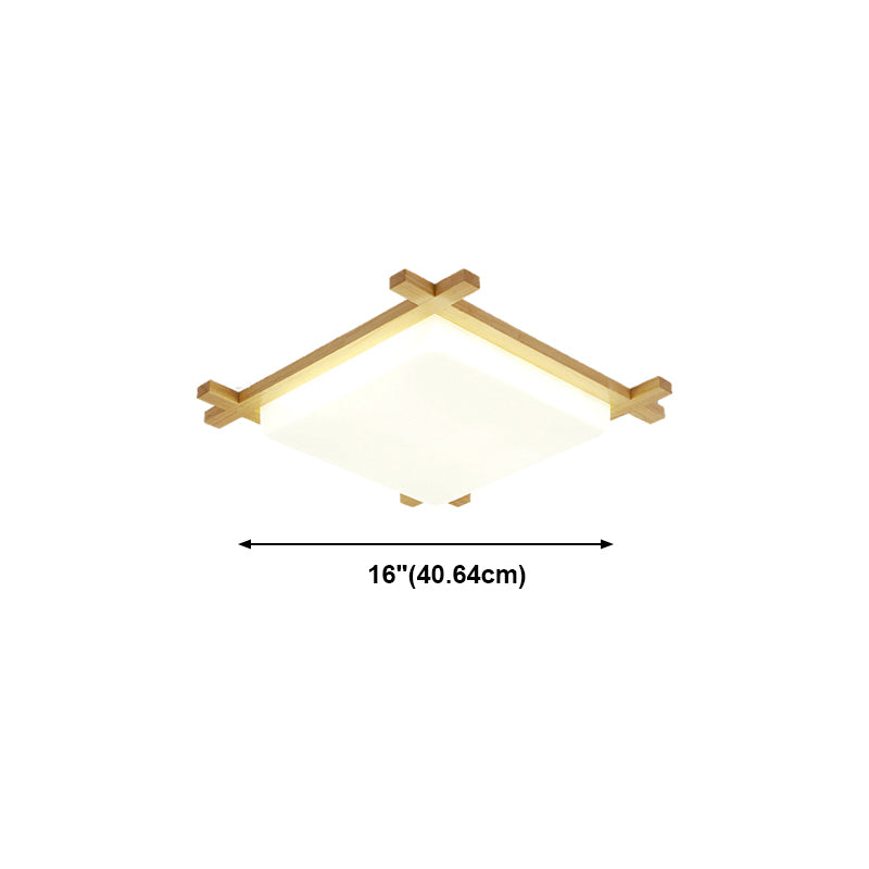 Wooden LED Flush Mount in Modern Simplicity Square Ceiling Light in Log Color