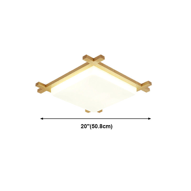 Wooden LED Flush Mount in Modern Simplicity Square Ceiling Light in Log Color