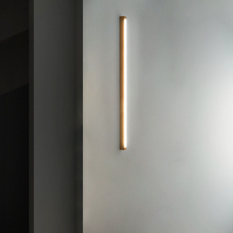 Modern Minimalist LED Flush Mount Wooden Linear Ceiling Fixture with Acrylic Shade