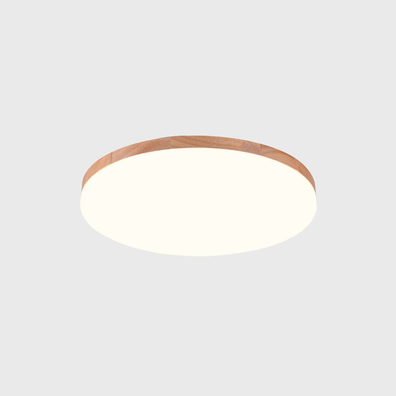 Wooden Circular LED Ceiling Light Acrylic 1-Light Flush Mount for Bedroom