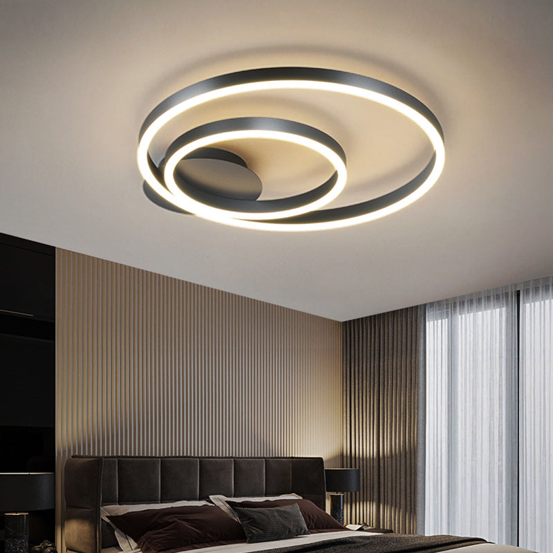 Black 2-Light Ceiling Fixture in Modern Minimalist Acrylic LED Flush Mount for Bedroom